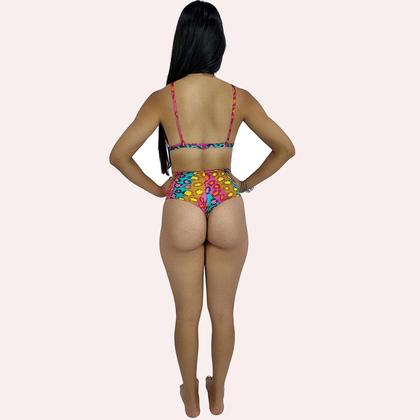 Imagem de Biquíni Top de Praia Triângulo com Bojo Removível Onça Colorida