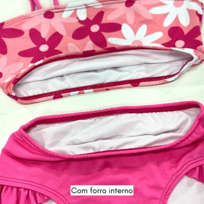 Imagem de Biquíni Top Faixa Estampada + Calcinha Lisa