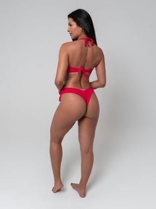 Imagem de Biquini Top Meia Taça Retrô e Calcinha Fio Duplo Asa Delta Tecido Texturizado com Elastano 004