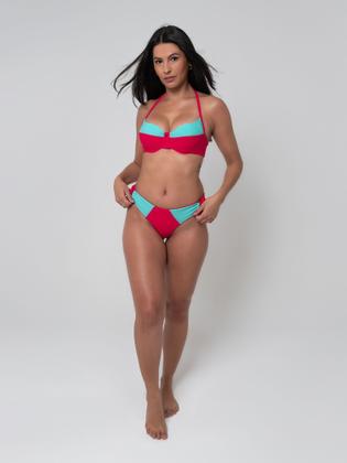 Imagem de Biquini Top Meia Taça Retrô e Calcinha Fio Duplo Asa Delta Tecido Texturizado com Elastano 004