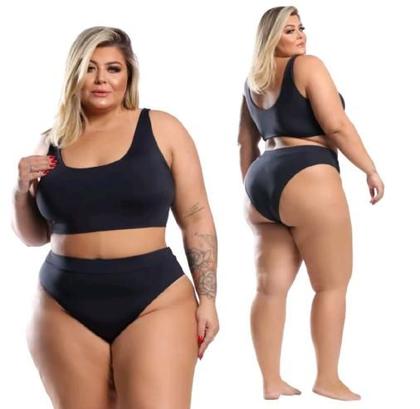 Imagem de Biquíni Top Regata Com Bojo Cintura Alta Plus Size 48/50