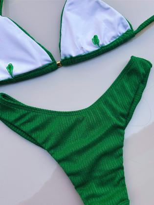 Imagem de  Biquini Triangulo Cortininha Texturizado Canelado Com Bojo Aro Calcinha Fio Duplo Semi Fio Conjunto Asa Delta Moda Praia Verão