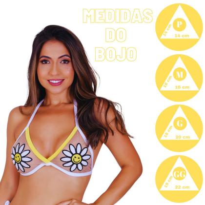 Imagem de Biquini Tule Asa Delta Blogueira Bordado Crochê Margarida