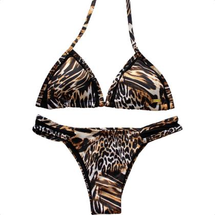 Imagem de Biquíni Tule Cortininha Feminino Praia Fio Dental Banho Neon De Transparente Lançamento Alta Qualidade Conjunto