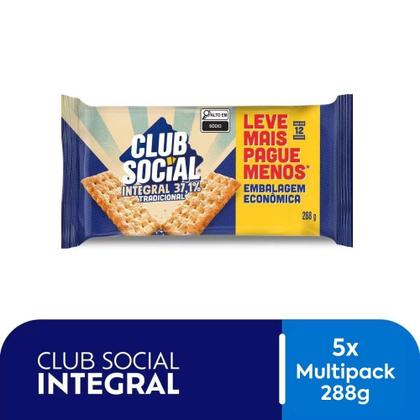 Imagem de Biscoito Club Social Integral Kit 5 packs de Bolachas 288g