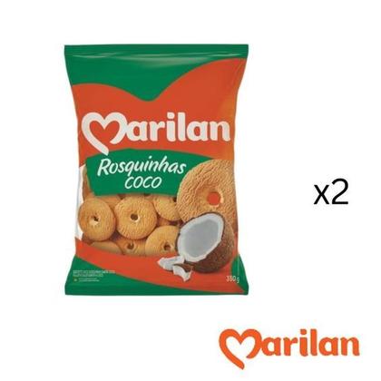 Imagem de Biscoito Doce Sabor Coco Bolacha Rosca 2 Pacotes com 350g