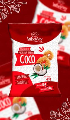 Imagem de Biscoito Fit Sabor Coco com Whey Protein de 16g de Proteína com 45g - WheyViv
