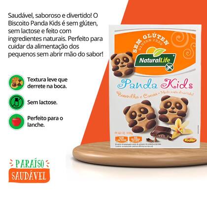 Imagem de Biscoito Infantil Sem Lactose Baunilha e Cacau - Panda Kids Natural Life 100g