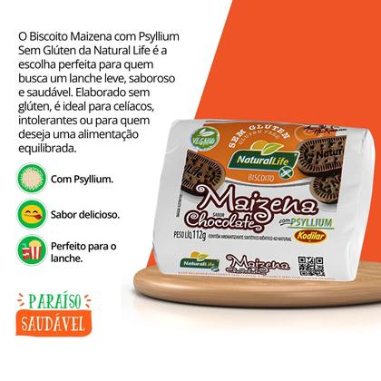 Imagem de Biscoito Maizena Com Psyllium Sem Glúten Sabor Chocolate - Natural Life 112g