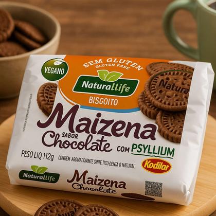 Imagem de Biscoito Maizena Com Psyllium Sem Glúten Sabor Chocolate - Natural Life 112g