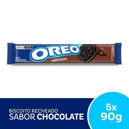 Imagem de Biscoito Oreo Recheado Chocolate Kit 5 pacotes de 90g
