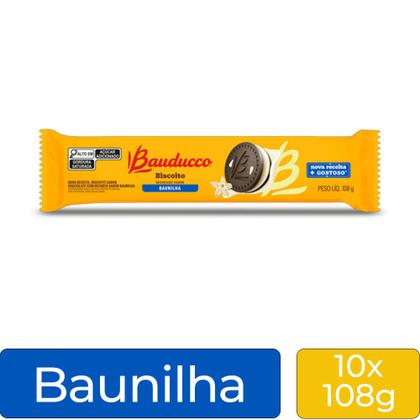 Imagem de Biscoito Recheadinho Bauducco Baunilha Kit 10 Pacotes 108g