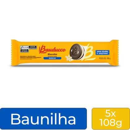 Imagem de Biscoito Recheadinho Bauducco Baunilha Kit 5 Pacotes de 108g