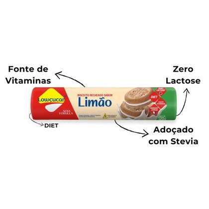 Imagem de Biscoito Recheado Lowçucar Zero Açucares Sabor Limão 120g