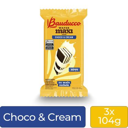 Imagem de Biscoito Wafer Bauducco Maxi Choco Cream Kit 5 pacotes 104g