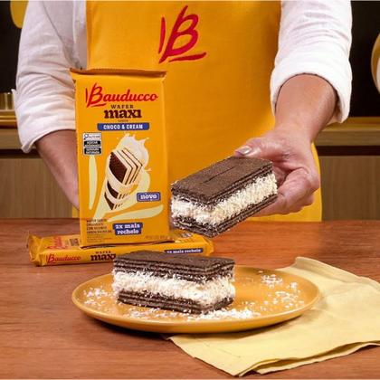 Imagem de Biscoito Wafer Bauducco Maxi Choco Cream Kit 5 pacotes 104g