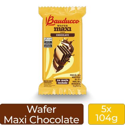 Imagem de Biscoito Wafer Maxi Bauducco Chocolate Kit 5 Pacotes de 104g