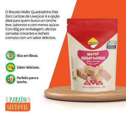 Imagem de Biscoito Wafer Quadradinho Diet Zero Lactose Morango - Lowçúcar 60g