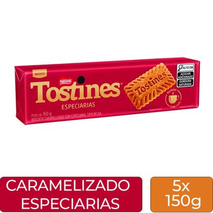 Imagem de Biscoitos Tostines Caramelizado Kit 5 Pacotes de 150g