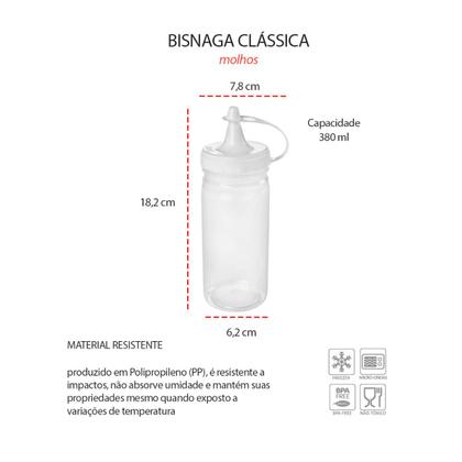 Imagem de Bisnaga Transparente 380ml Tubo Bico Fino Molho Plastico 4un