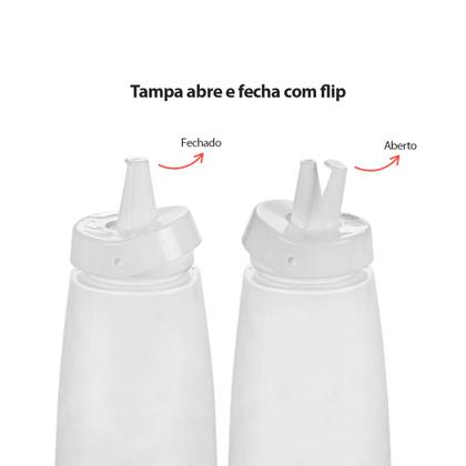 Imagem de Bisnaga Transparente 520ml Tubo Bico Fino Molho Plastico 4un