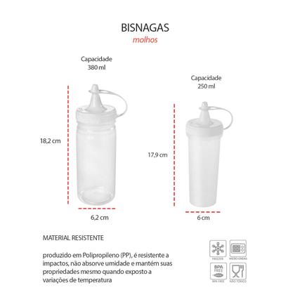Imagem de Bisnaga Transparente Tubo Bico Fino Plastico 250 e 380ml