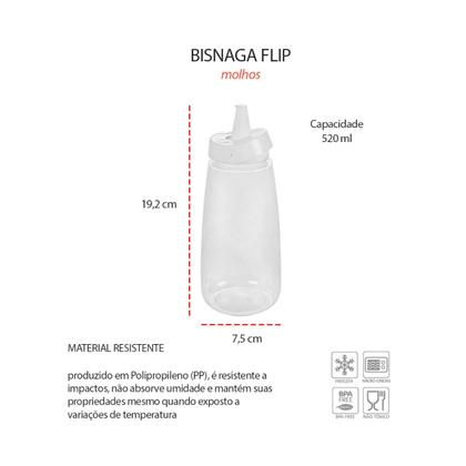 Imagem de Bisnaga Transparente Tubo Bico Fino Plastico Flip 520ml