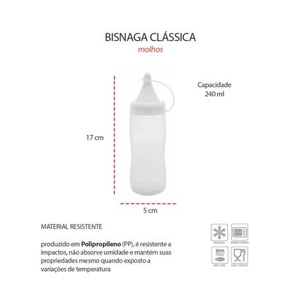 Imagem de Bisnaga Transparente Tubo Bico Fino Plastico Molhos 240ml