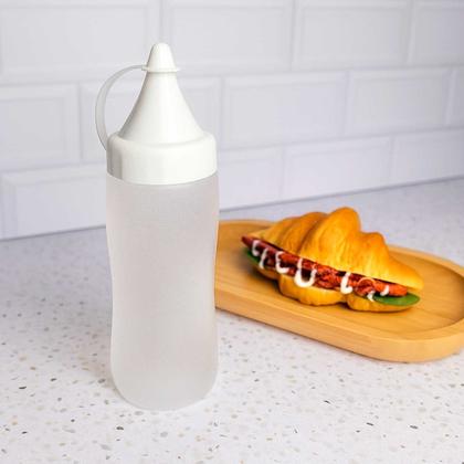 Imagem de Bisnaga Transparente Tubo Bico Plastico Molhos 240ml 4un