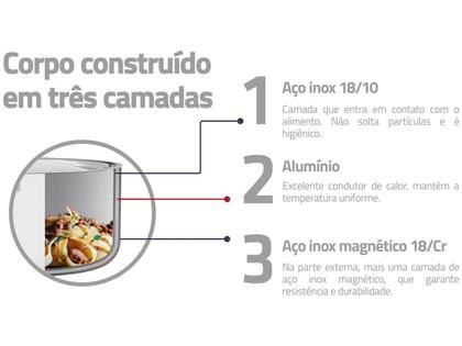 Imagem de Bistequeira Frigideira Tramontina Grano Aço Inox Revestimento Int. Antiaderente 22cm 1,2L 62159227