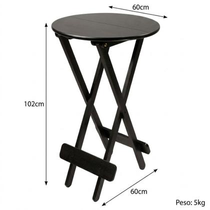 Imagem de Bistro Alto Redondo Madeira 60Cm Preto So Mesas So Cadeiras