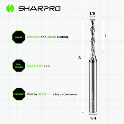 Imagem de Bit de roteador SHARPRO Extra Long Spiral Upcut, conjunto de 3 peças com haste de 1/4”