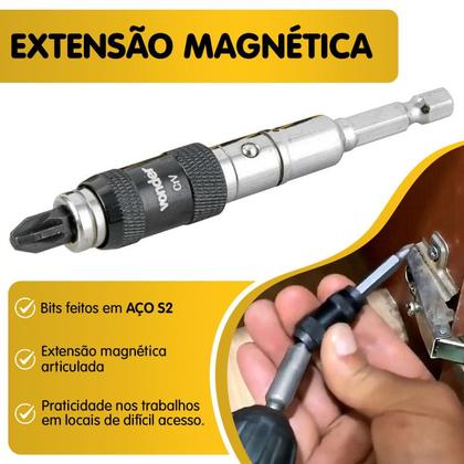 Imagem de Bits E Ponteiras Com Extensão Magnética 10 Peças Vonder