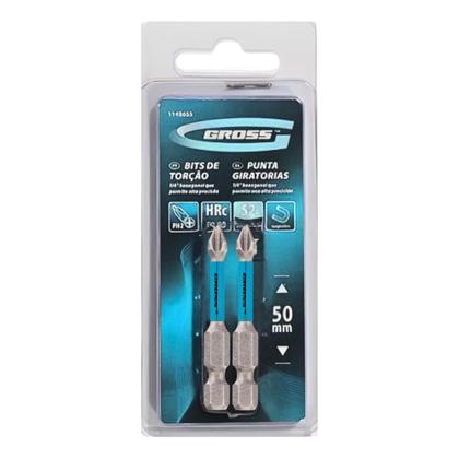 Imagem de Bits Phillips de Torção 1/4 x 1/4 POL 50 mm PH2 com 2 Peças GROSS