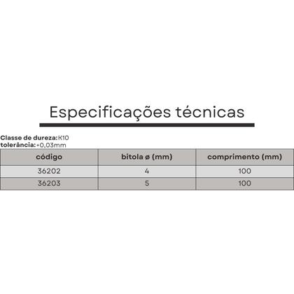 Imagem de bits redondo metal duro 04 mmx100 k10