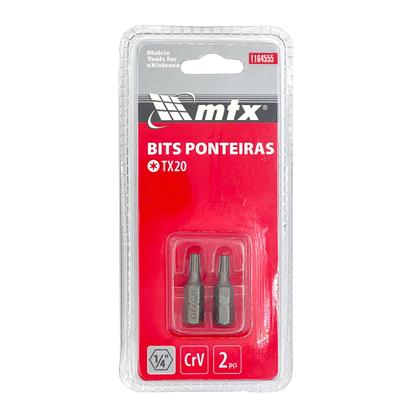 Imagem de Bits torx t20, cromo vanadio, 25mm, 2pcs // mtx