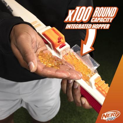 Nerf Pro Gelfire X MrBeast Blaster automatique complet et 20 000 ronds Gelfire, trémie ronde 300, batterie rechargeable, lunettes, à partir de 14 ans, F8672