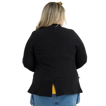 Imagem de Blazer Canelado Feminino Com Abertura Frontal Sem Ziper e Bolsos Falsos Plus Size10425A