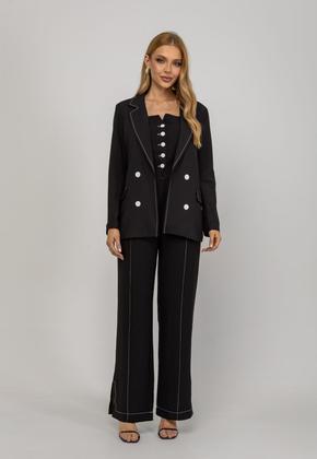 Imagem de Blazer De Alfaiataria Com Costuras Contrastantes Preto Salvatore