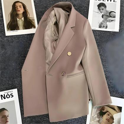 Imagem de Blazer Elegante Feminino Em Cor Sólida, Casaco Casual De Moda Coreana, Jaqueta Luxuosa Para