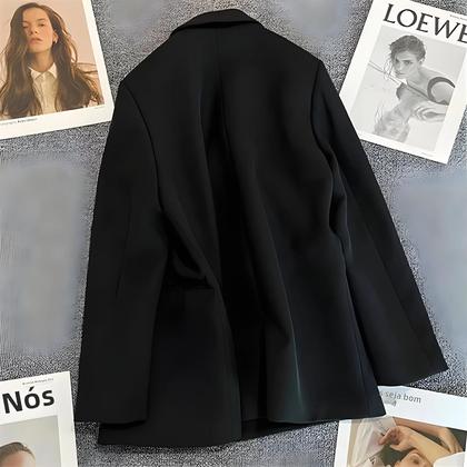 Imagem de Blazer Elegante Feminino Em Cor Sólida, Casaco Casual De Moda Coreana, Jaqueta Luxuosa Para