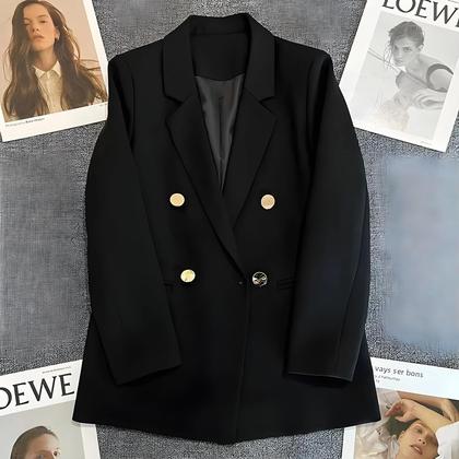 Imagem de Blazer Elegante Feminino Em Cor Sólida, Casaco Casual De Moda Coreana, Jaqueta Luxuosa Para