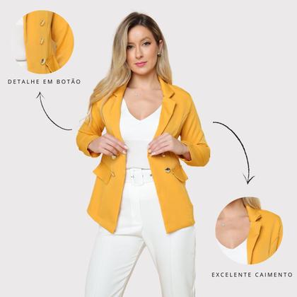 Imagem de Blazer Feminino Alfaiataria Com Botões