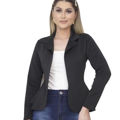 Imagem de Blazer Feminino em Neoprene Casaco Com Babado Terninho