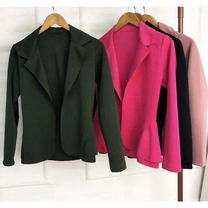 Imagem de Blazer Feminino em Neoprene Casaco Com Babado Terninho