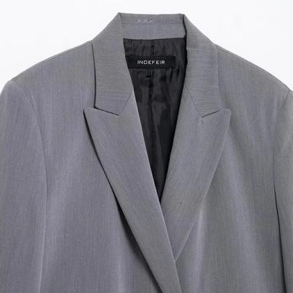 Imagem de Blazer Feminino Oversized Preto e Cinza - Manga Comprida - Ideal para Escritório