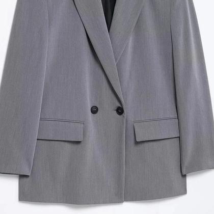 Imagem de Blazer Feminino Oversized Preto e Cinza - Manga Comprida - Ideal para Escritório