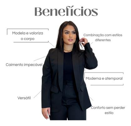 Imagem de Blazer Feminino Social Zra Casaco Terninho Alfaiataria Slim Blogueira Balada Escritório Festa
