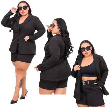 Imagem de Blazer Luxo Alfaiataria Elegante Alongado Maxi Moda Plus Size Cores Fashion Extra Grande G1 (46)