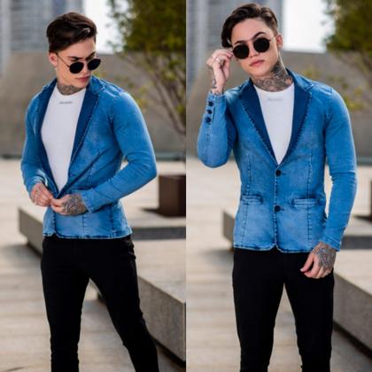 Imagem de Blazer Masculino Esporte Fino Slim Fit com Elastano